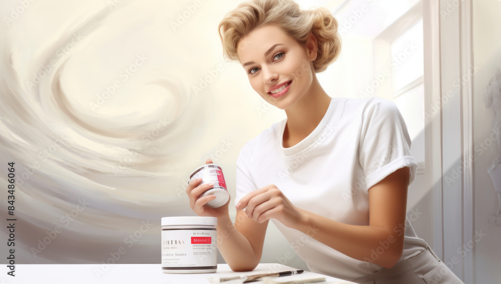one of women using beauty cream in a salon and smiling at the camera one of women using beauty cream in a salon and smiling at the camera