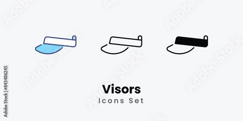 Visors icons vector set stock illustration