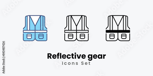 Reflective gear icons vector set stock illustration