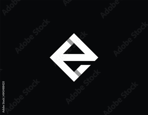 Square letter EN or NE logo design idea for brand use with black background and eps ten. Abstract geometric shape. photo