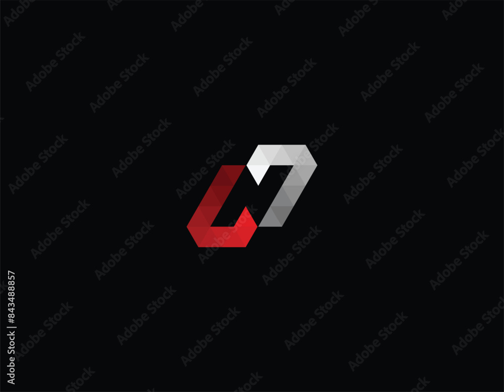 Letter N or 77 or Double L Isometric logo design with black background. Letter N or 77 or Double L Isometric logo design with black background.