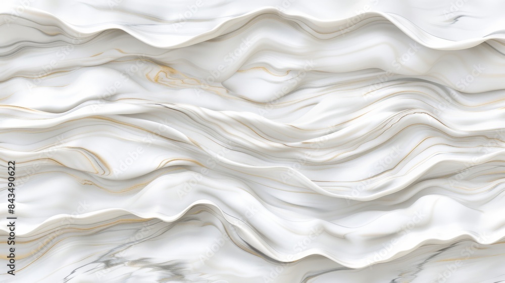 Obraz premium Abstract seamless texture with a luxurious wavy white marble pattern design.