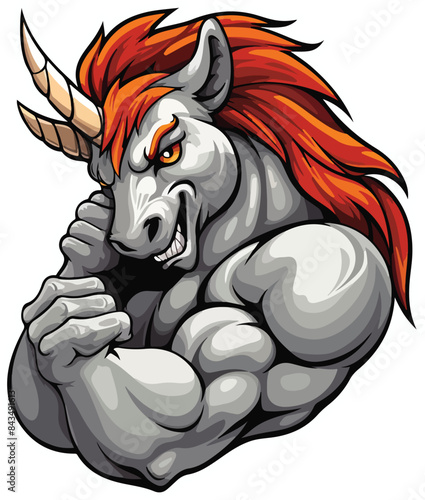 Wallpaper Mural Strong angry unicorn mascot flexing its arm Torontodigital.ca