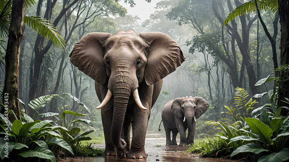 Fototapeta premium AI image generated background poster for World Elephant Day