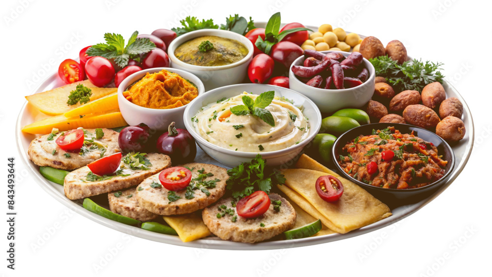 platter of assorted mediterranean meze isolated on Transparent background. platter of assorted mediterranean meze isolated on Transparent background.