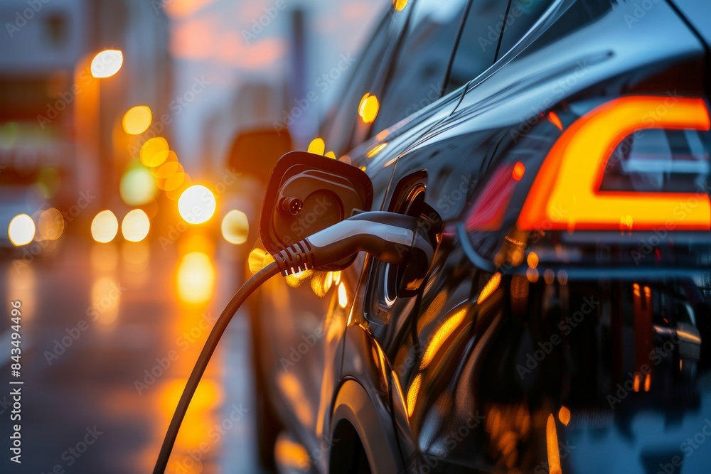Electric diesel generator supplying power for electric car charging at the charging station Electric diesel generator supplying power for electric car charging at the charging station