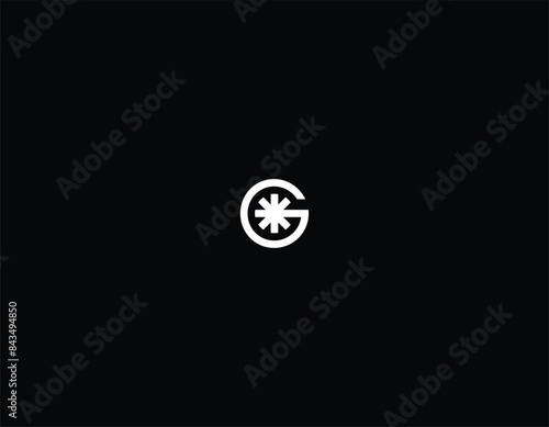 Initial letter G logo template with star tree shape illustration in flat design monogram symbol