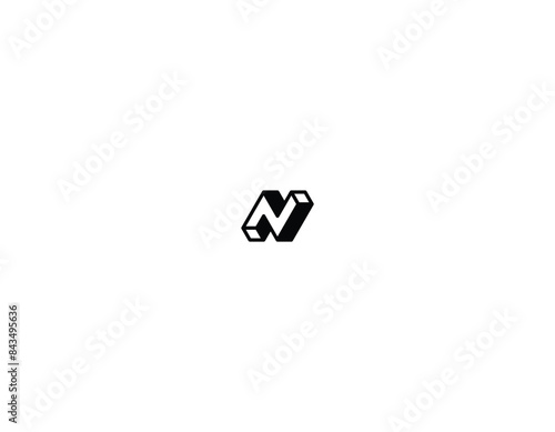 Isometric letter N or AV logo design illustration with white background.  photo