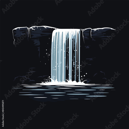 waterfall isolated on the black background,