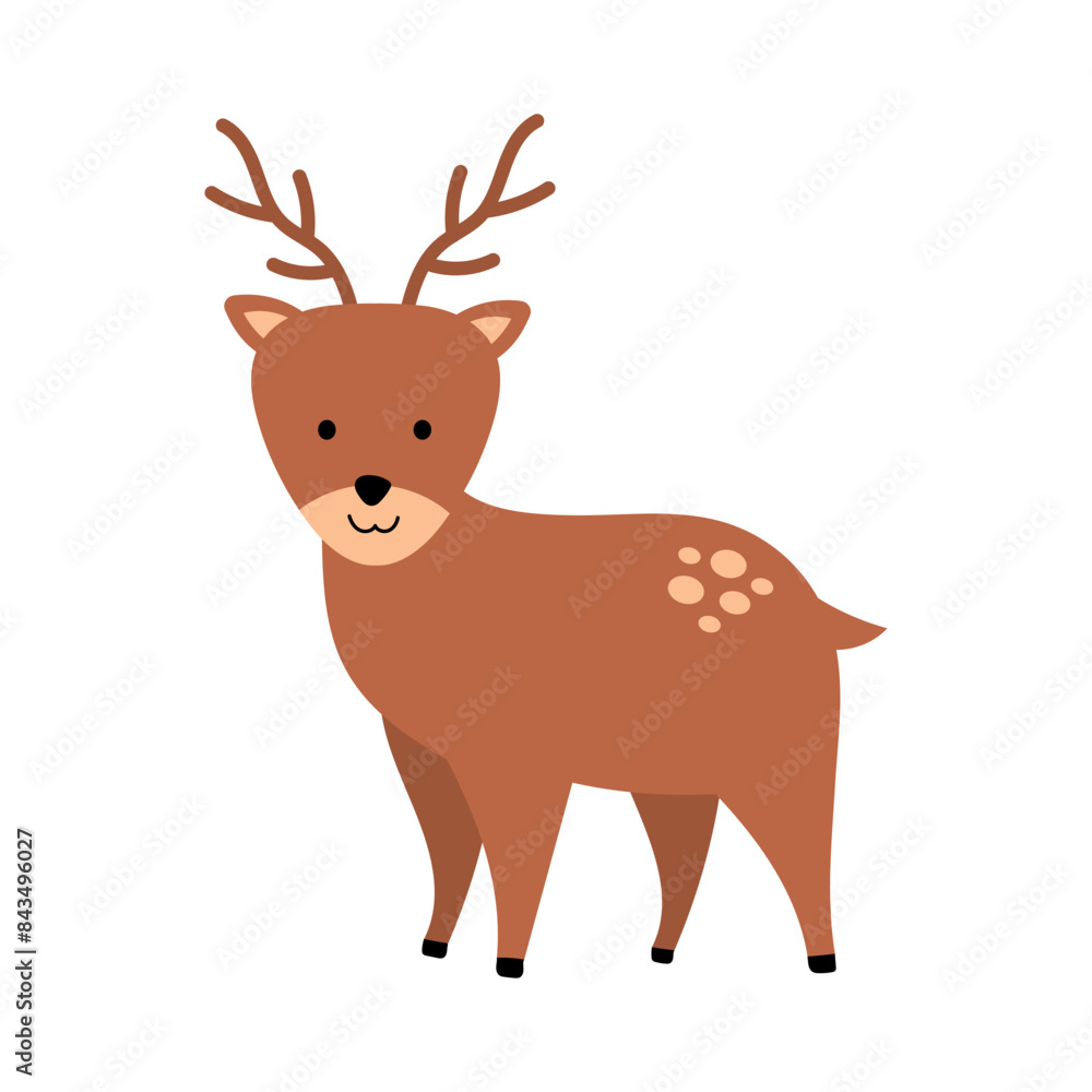 Fototapeta premium deer animal autumn vector illustration in cartoon style.