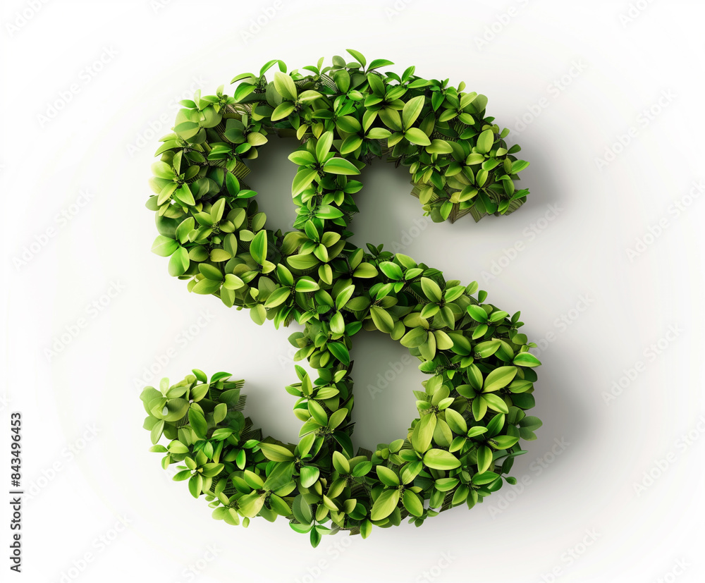 Green Leaf Dollar Sign Isolated on White Background (generative AI) Green Leaf Dollar Sign Isolated on White Background (generative AI)