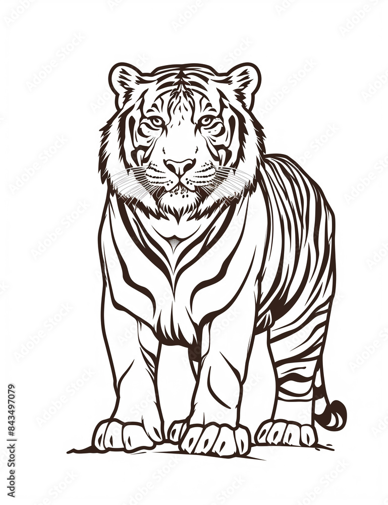 Majestic Tiger : Simple and Fun Coloring Page - Easy Coloring Pages - Line Art - Simple Patterns - Printable pages - Black and white - Coloring Pages for All Ages Majestic Tiger : Simple and Fun Coloring Page - Easy Coloring Pages - Line Art - Simple Patterns - Printable pages - Black and white - Coloring Pages for All Ages