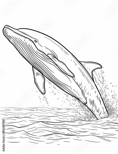 Whale Splash: Simple and Enjoyable Coloring Page - Printable pages - Line Art  - Intricate Patterns to Color 
- Coloring Pages for All Ages  - Relaxing Coloring Pages for Adults 
 photo