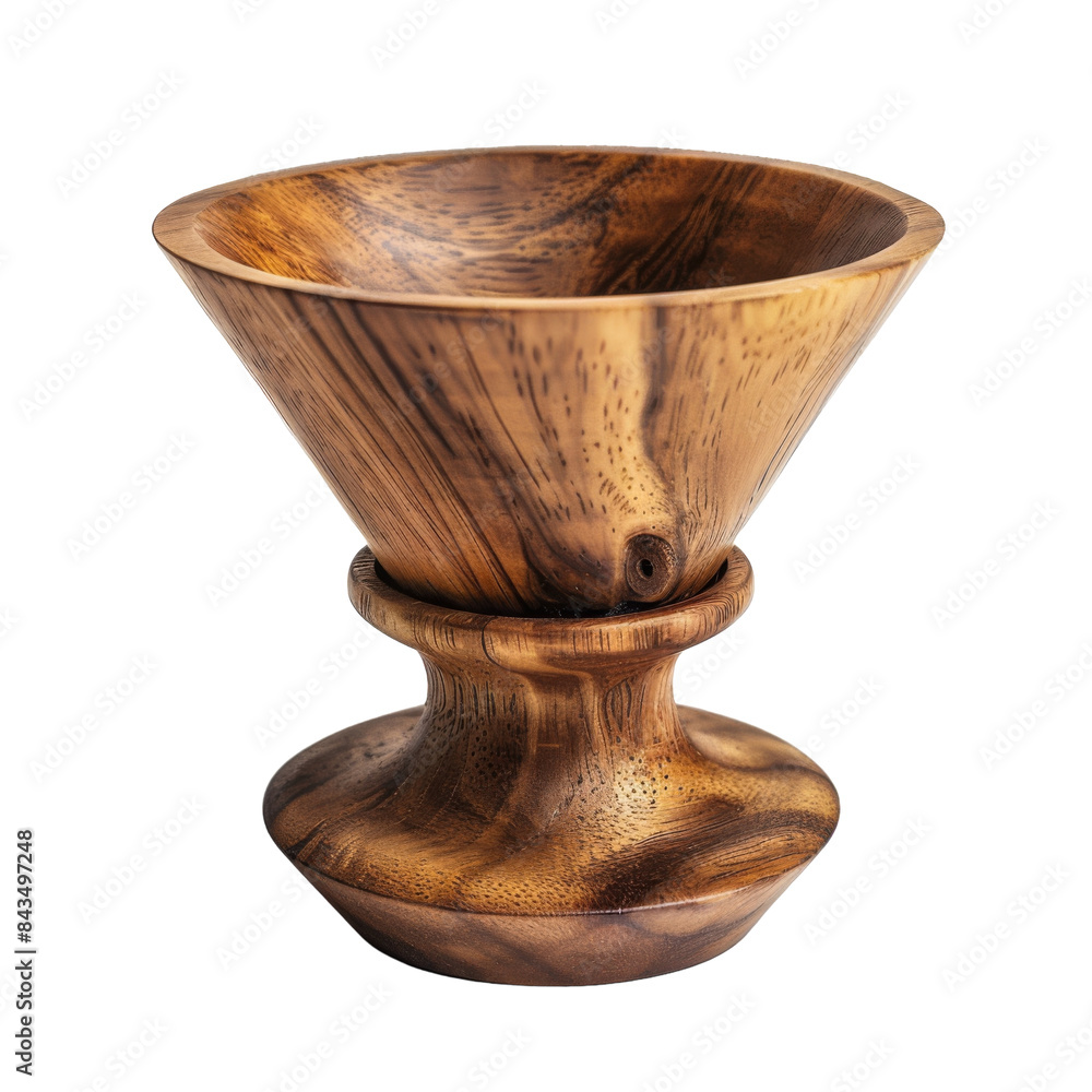 Authentic Snapshot: Wooden Pour-Over Dripper Isolated On Transparent Background Authentic Snapshot: Wooden Pour-Over Dripper Isolated On Transparent Background