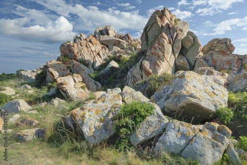 amous granite rocks at the cote de granite rose - generative ai