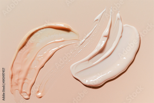 Cosmetic smear cream texture on pastel background