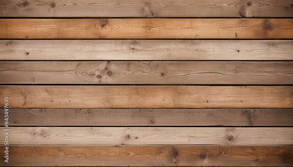 Naklejka premium Wooden brown floor in different shades close up