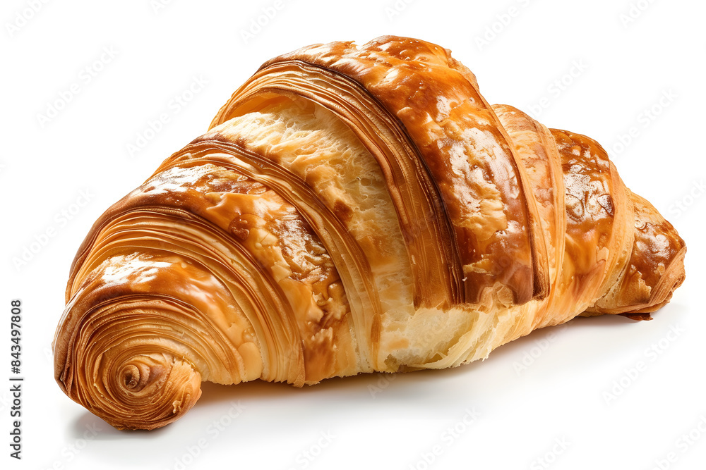 Croissant side view isolated on white background