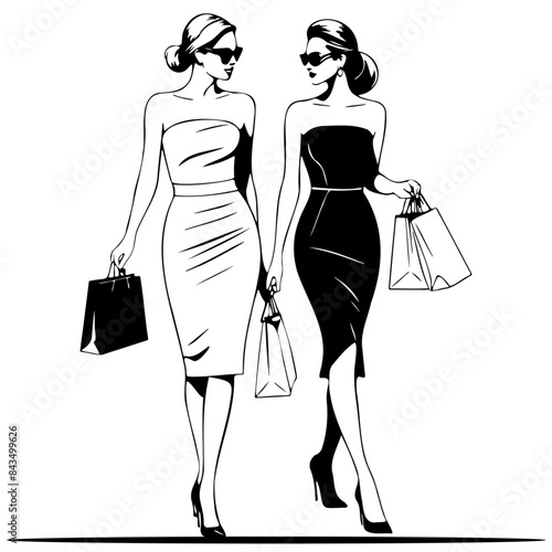 Fashion Woman Shopping Illustration.