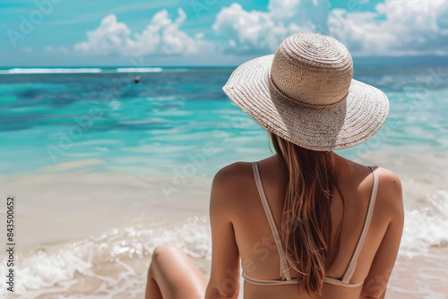 Woman in bikini enjoying holidays at the beach