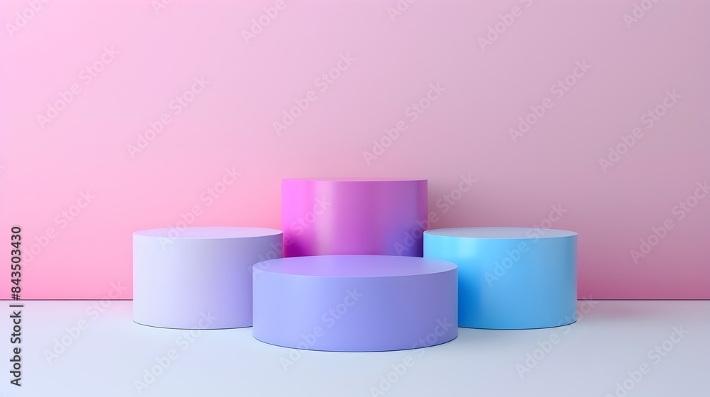 Vibrant Cylindrical Podium in Gradient Color Palette on White Background