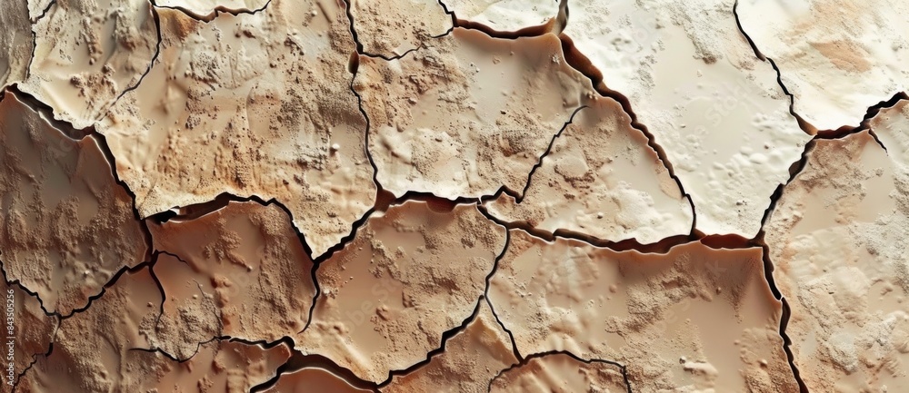 Cracked clay texture background in neutral color tones showcasing nature's patterns and environmental impact - Generative ai Cracked clay texture background in neutral color tones showcasing nature's patterns and environmental impact - Generative ai
