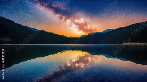 Starry Mountain Reflections on Water
