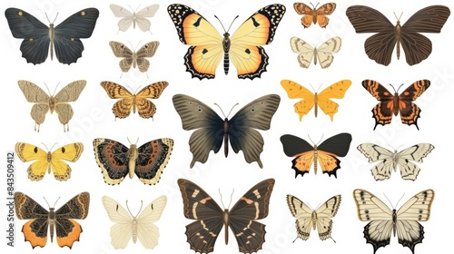 Set of moths and butterflies isolated © Stock Photos Bank 