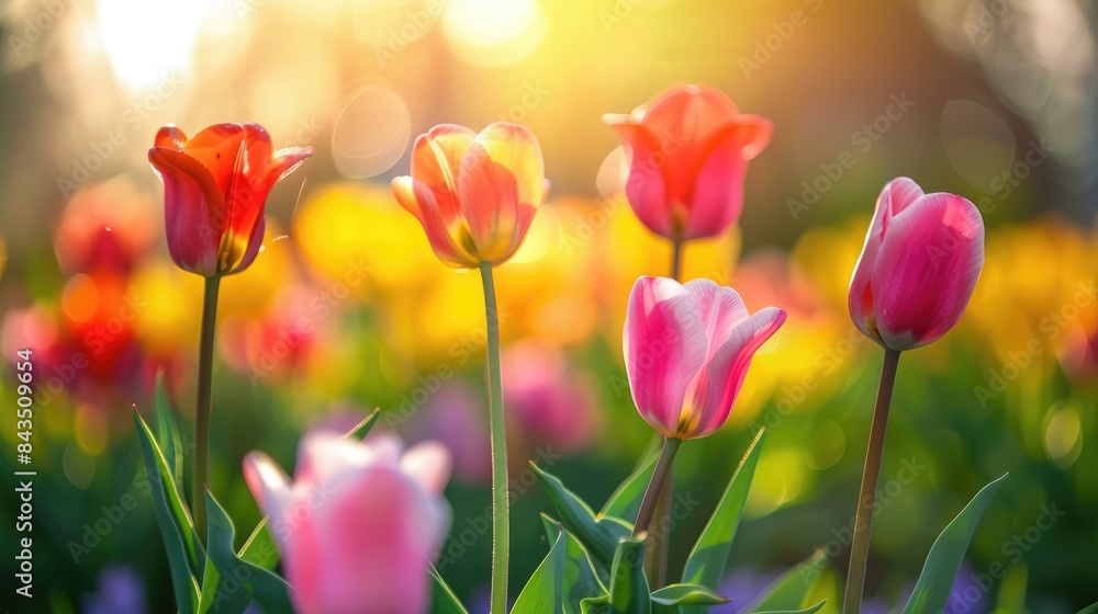 Vibrant Tulips in a Spring Field Vibrant Tulips in a Spring Field