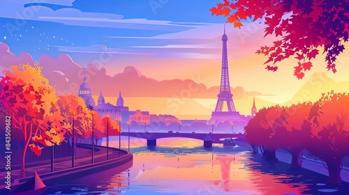 A beautiful vector design showcasing a stunning view of Paris.      