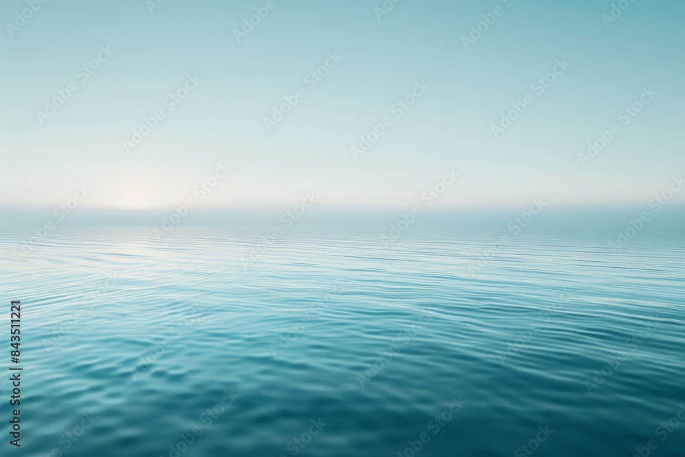 Obraz premium Minimalist image of a peaceful ocean horizon under soft, calming light, perfect for tranquil and serene themes.