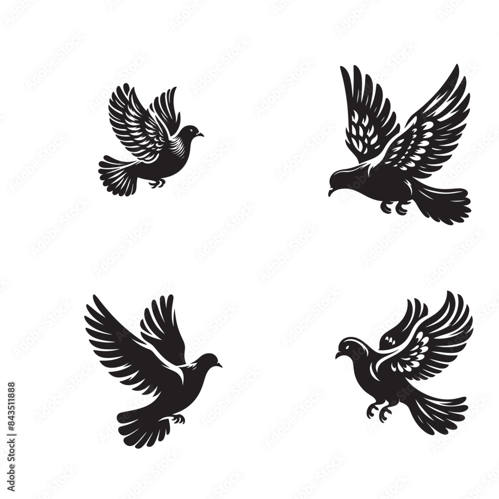 Obraz premium Dove vector silhouette illustration