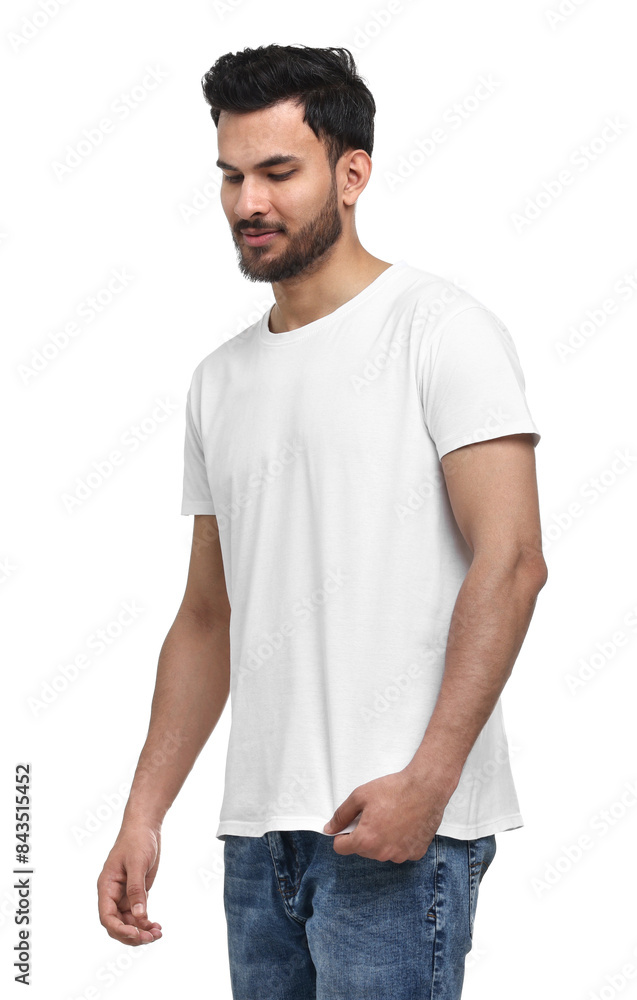 Handsome man in t-shirt on white background Handsome man in t-shirt on white background