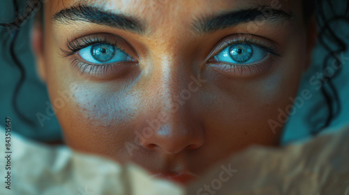 A close-up of a person’s face