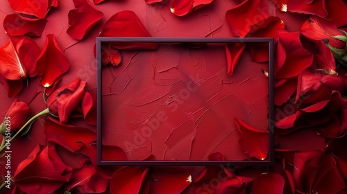Blank mourning frame on deep red perianth