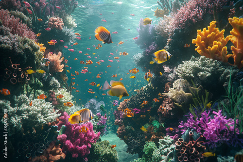 Vibrant underwater coral reef with tropical fish © DigitalArtistryWizrd