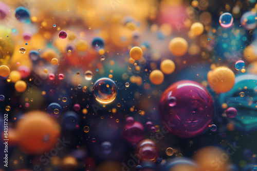 Wallpaper Mural Colorful abstract macro oil and water with background of bubbles Torontodigital.ca