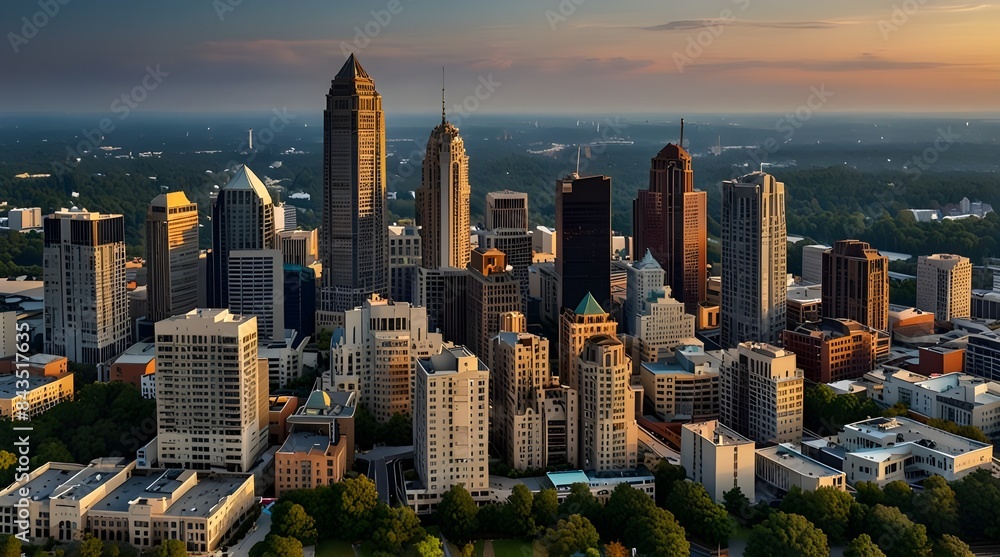 Obraz premium Atlanta Georgia USA Skyline Aerial Panorama.generative.ai
