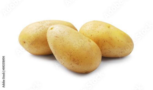 Tasty young boiled potatoes isolated on white