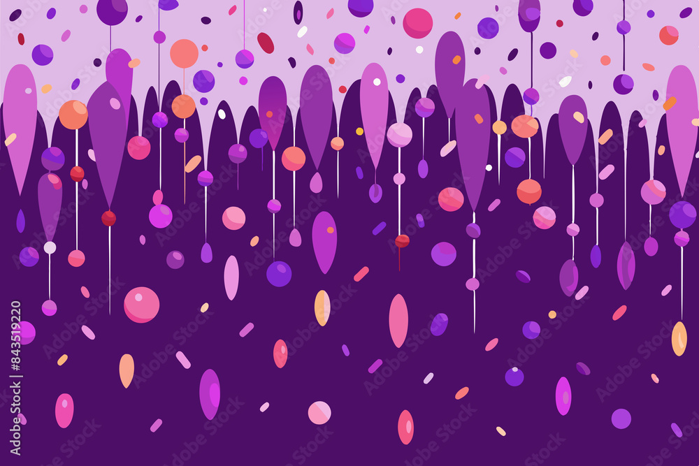 Confetti raining down in shades of pink and purple Confetti raining down in shades of pink and purple