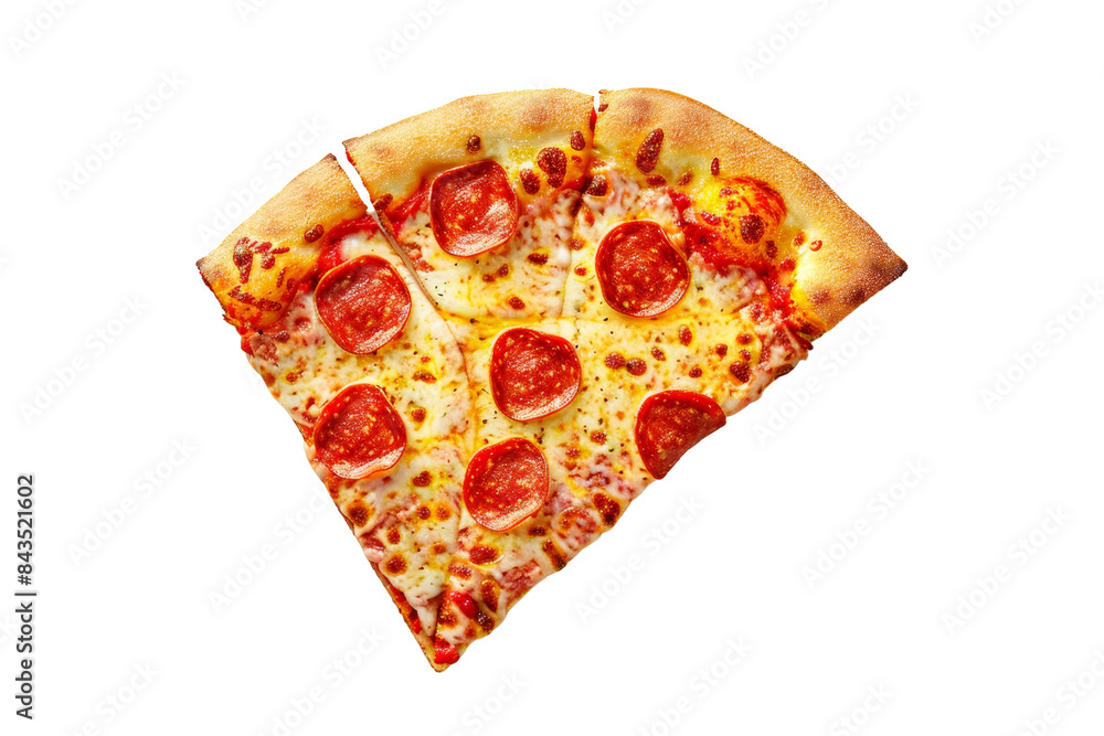 Slice of delicious pepperoni pizza with melted cheese, perfect for food-related projects, menus, and advertising materials. Slice of delicious pepperoni pizza with melted cheese, perfect for food-related projects, menus, and advertising materials.