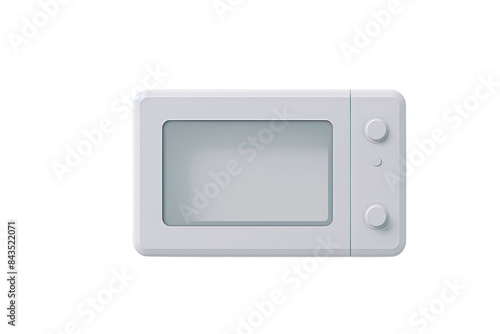 Minimalistic white microwave oven isolated on a transparent background. Modern kitchen appliance with a sleek design.