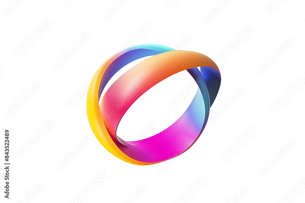 Vibrant 3D abstract shape with smooth, colorful gradients creating a dynamic, artistic design in a ring form. Vibrant 3D abstract shape with smooth, colorful gradients creating a dynamic, artistic design in a ring form.