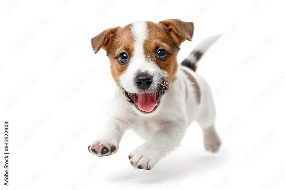 Playful puppy dog running, playing isolated on white background
Playful puppy dog running, playing isolated on white background