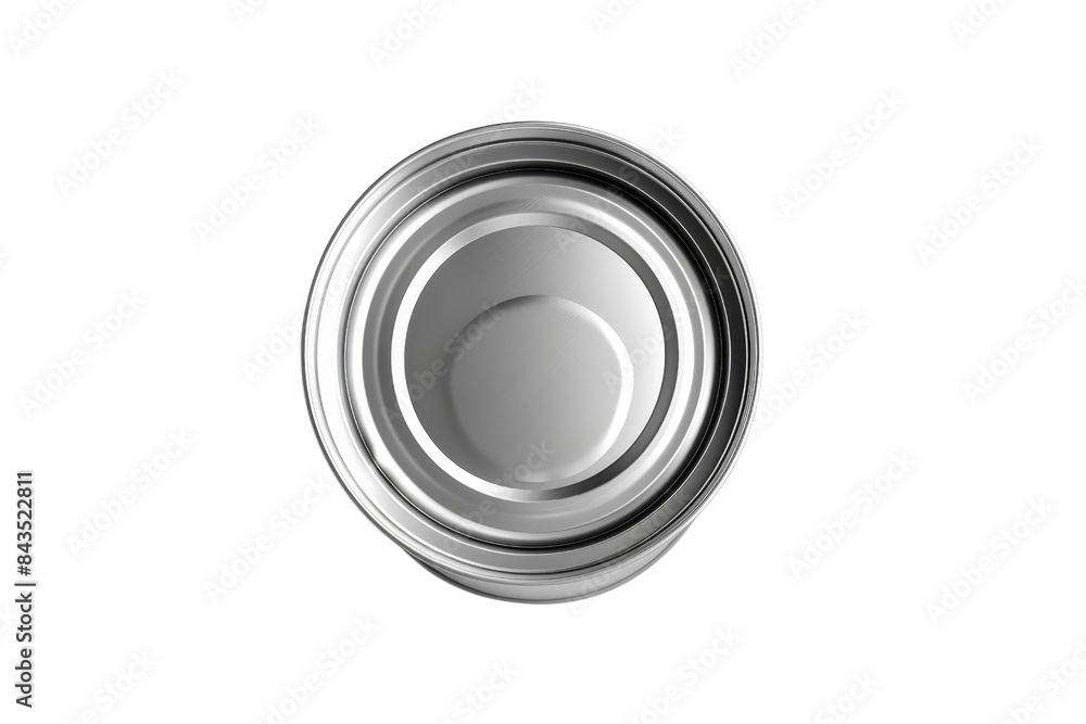 Top view of an empty metal can with a circular design, isolated on a transparent background. Perfect for packaging, recycling, or industry-related themes. Top view of an empty metal can with a circular design, isolated on a transparent background. Perfect for packaging, recycling, or industry-related themes.