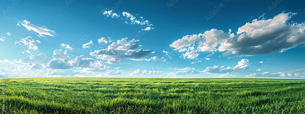 Wide Landscape of Green Field under Clear Blue Sky Wide Landscape of Green Field under Clear Blue Sky