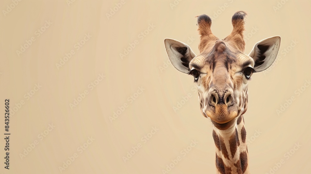 Obraz premium A cute Giraffe American Paint on a solid background with space above for text, Generative AI