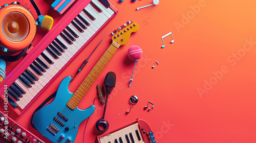 Wallpaper Mural Retro Music Gear in a Colorful Creative Setting Torontodigital.ca