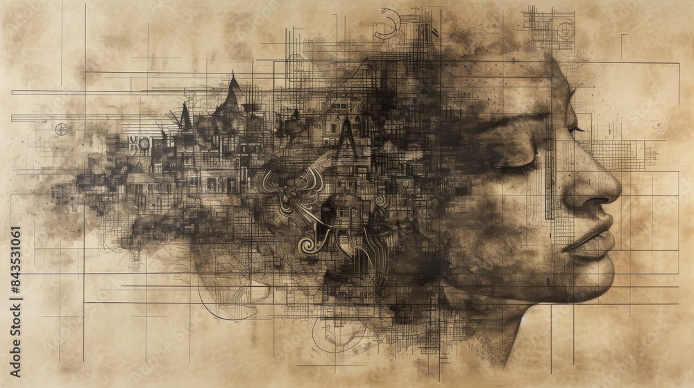 custom made wallpaper toronto digitalDepression: An illustration showing a person in a state of sadness, despair, or a feeling of helplessness. ::1 blueprint drawing ::3 --no text --ar 16:9 --quality 0.5 Job ID: 0cc7de12-8ec4-4c55-a4c8