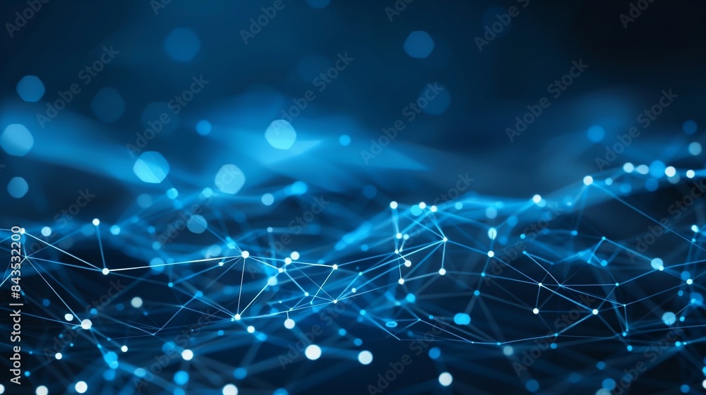 Fototapeta premium Dark blue background with glowing digital connection